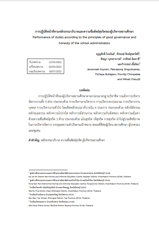 6.การปฏิบัติหน้าที่ตามหลักธรรมาภิบาลและความซื่อสัตย์สุจริตของผู้บริหารสถานศึกษา-Photo